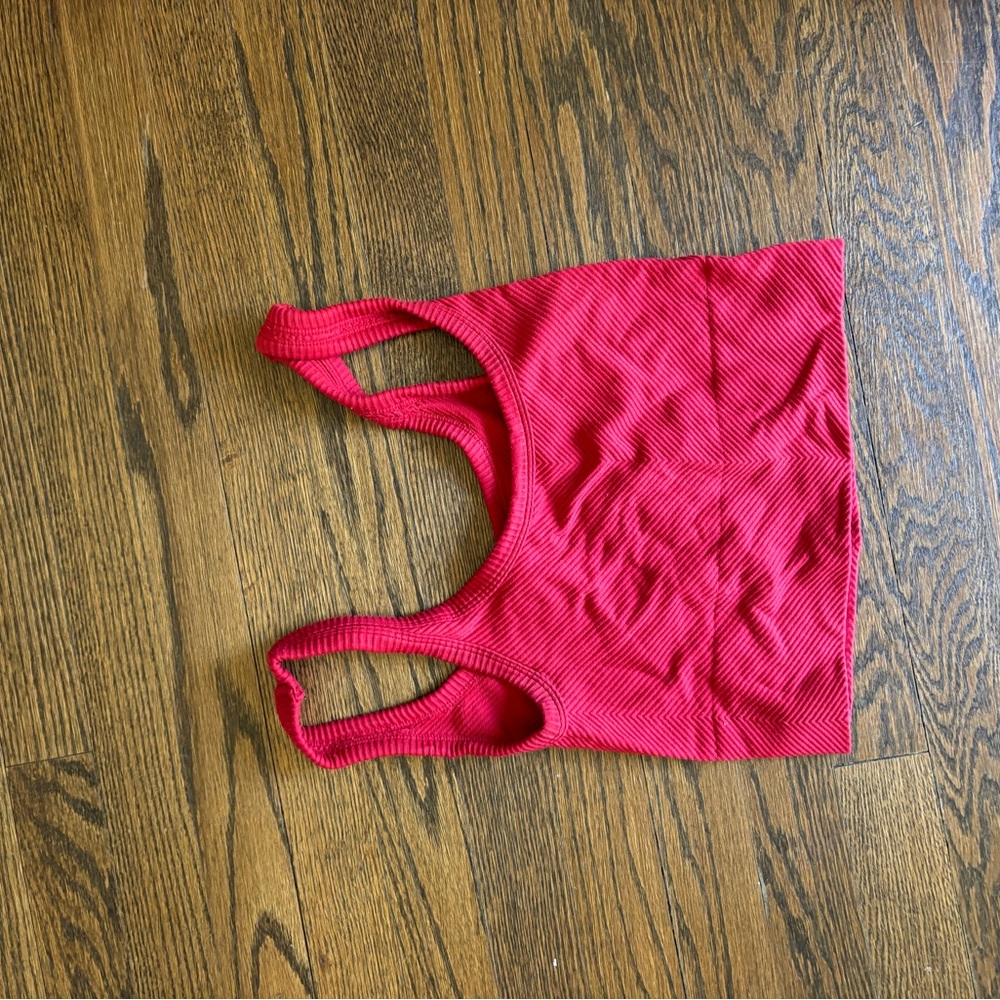 Red Ribbed Tank Top